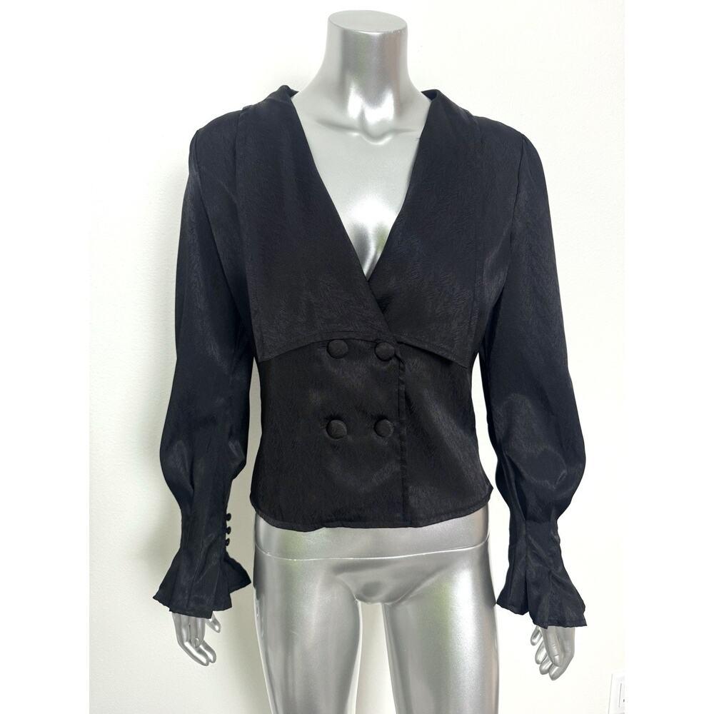 Nasty Gal Top Blouse Women’s XS Gothic Dracula Theatrical Black Double Breasted